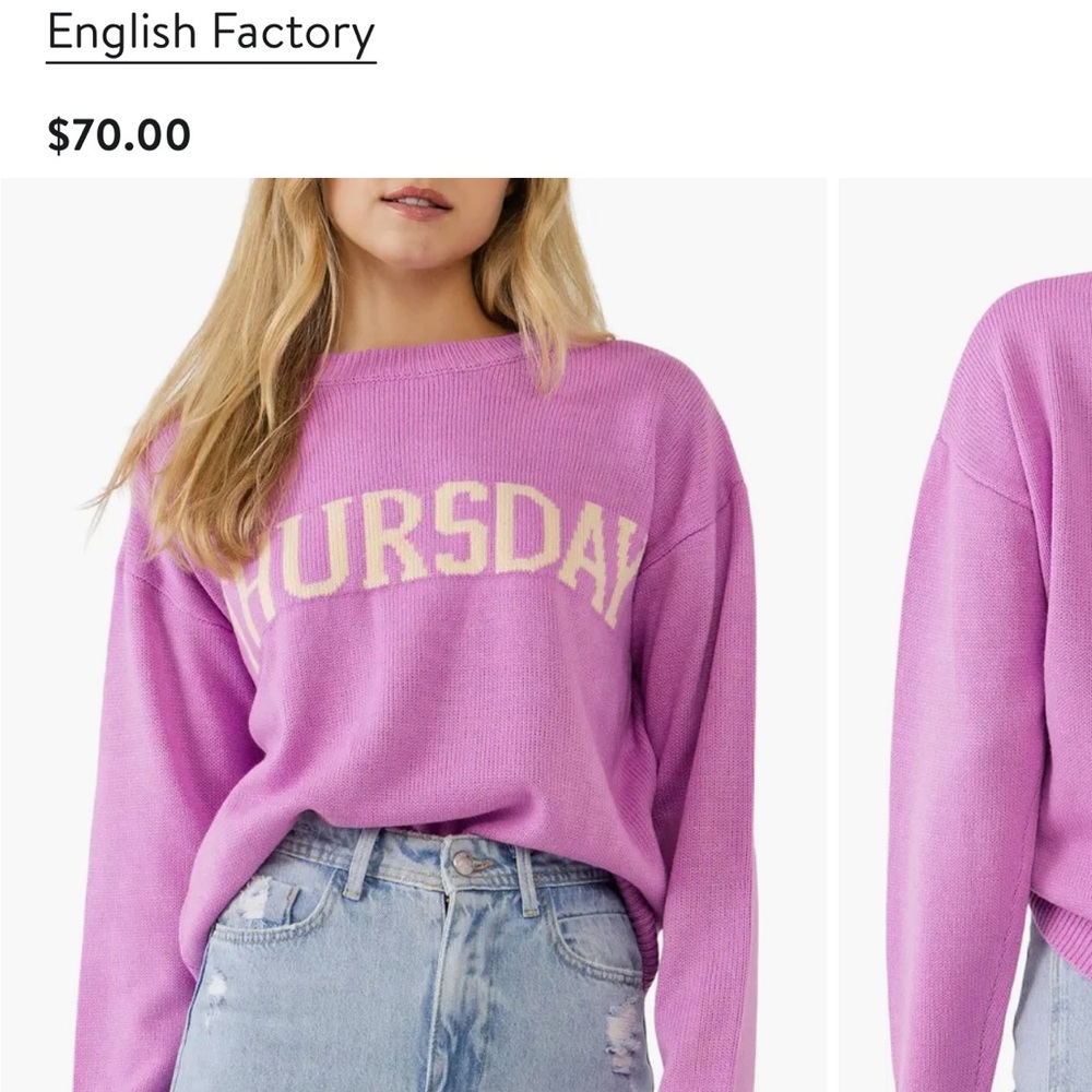 English Factory Women's Lavender 'Thursday' Sweater